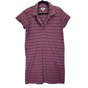 Pact: Dark Pink Striped Polo Dress